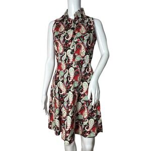 Voodoo Vixen Dress Womens Small Multicolor‎ Paisley Shirt Saranya Vibrant Pin Up
